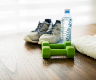 Weights and Shoes with Water Bottle