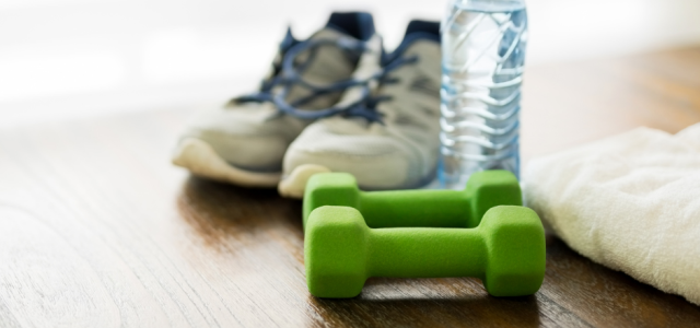 Weights and Shoes with Water Bottle